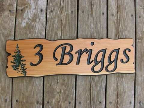 Wooden home address sign